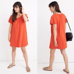 Madewell Texture & Thread Tiered-Sleeve Dress in Red